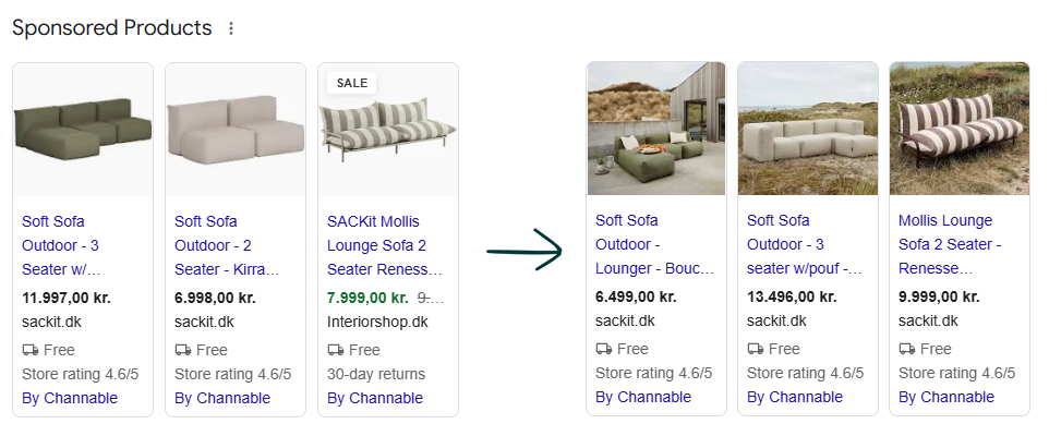produktbilleder uden og med miljø lavet af sackit & web2media